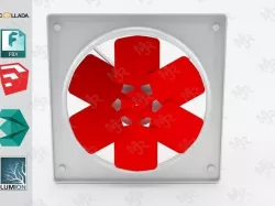 Industrial wall fan 1 3D model