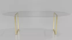 Interior furniture Table -Tavolo - Glass and Gold  Low-poly 3D model