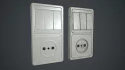 Light Switch With Power Socket PBR Game Ready Low-poly 3D model
