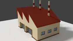 Low Poly Cartoon Factory 5 Low-poly 3D model