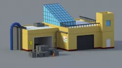 Low Poly Cartoon Factory Low-poly 3D model