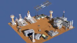 Low Poly Cartoony Space Colony Pack Low-poly 3D model