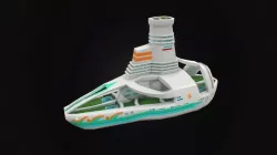 Low poly futuristic cruise ship Low-poly 3D model
