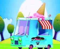 low poly ice cream car cartoon Low-poly 3D model