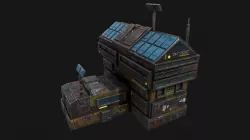 Low poly sci fi colonial outpost building Low-poly 3D model