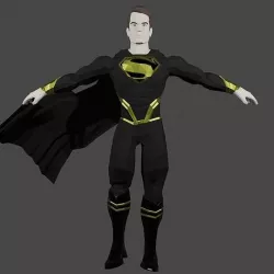 low poly Superman black suite Low-poly 3D model