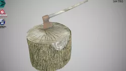 Low Poly Tree Stump Axe PBR Low-poly 3D model