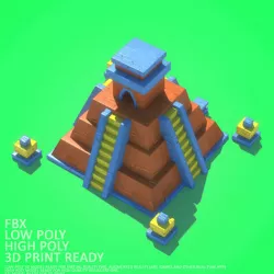 Mayan Pyramid Cartoon Low-poly 3D model