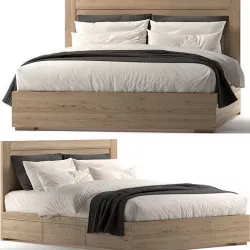 Modern double wooden bed 3D model