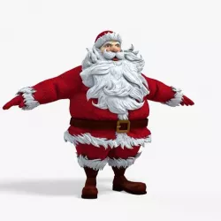 New cool Santa Claus with a big beautiful beard ready for your Low-poly 3D model