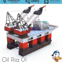Oil Rig 01 Low-poly 3D model
