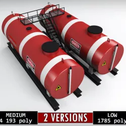 Oil tank industrial double Low-poly 3D model