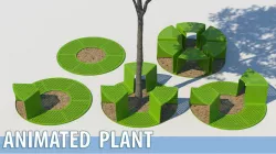 Park bench with animated tree 3D model