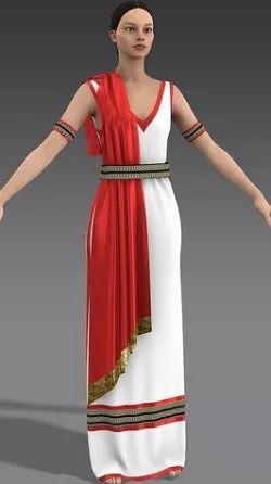 Roman woman stola  Low-poly 3D model