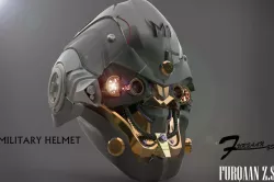 sci-fi military robot helmet Low-poly 3D model