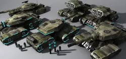 Sci Fi Tanks Low-poly 3D model