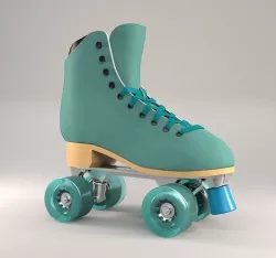 Shoes teal roller skate on wheels 3D model
