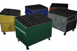 Street furniture - dumpster 001 old Low-poly 3D model