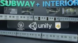 Subway Metro Train with Interiors TEXTURED Low-poly 3D model