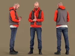 Tall Guy in Orange Hoodie 3D model