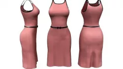 Tank Dress with Bow Belt Low-poly 3D model