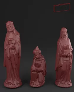 Three holy kings - Christmas Crib figurines Low-poly 3D model