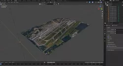 Two runways airport map with Texture Low-poly 3D model Low-poly 3D model