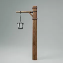 Wood pillar lamp Low-poly 3D model