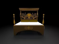 wooden Bedset Low-poly 3D model