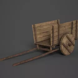 Wooden Cart Low-poly 3D model