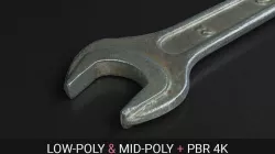 Wrench game-ready photoscaned model Low-poly 3D model