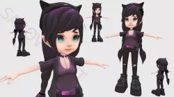 Anime EMO SD Girl Low-poly 3D model