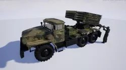 BM 21 Grad Rocket and Soldier Low-poly 3D model