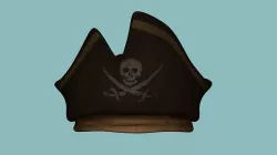 Brown Pirate Hat - Skull n Bandana Low-poly 3D model