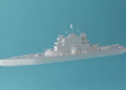Cartoon Battleship Low-poly 3D model