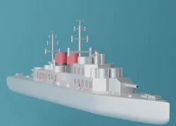 Cartoon Battleship Low-poly 3D model