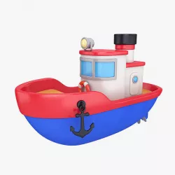 Cartoon boat 3D model