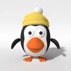 Cartoon Penguin for animation Low-poly 3D model