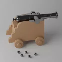 Cartoon Toy Cannon Low-poly 3D model