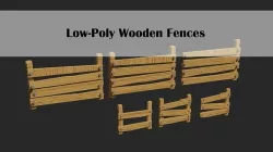 Cartoon Wooden Fences Collection Low-poly 3D model