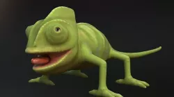 chameleon cartoon rigged character 3D model