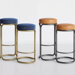 Cora Velvet  Leather Bar Counter Stool Velvet 3D model