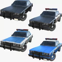 Dodge Diplomat 1980 police car Low-poly 3D model