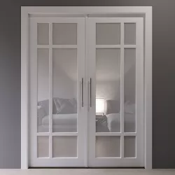 Double white interior glass door 3D model
