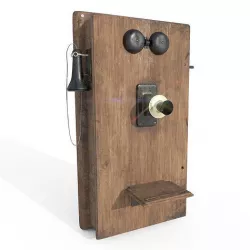 Early 1900s Antique Oak Wall Telephone 3D model
