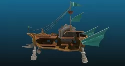 Fantasy pirate ship fighting arena for games Low-poly 3D model