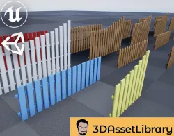 Fence Set Vol 1 For Unreal And Unity Low-poly 3D model
