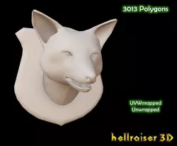 Fox Head Low-poly 3D model