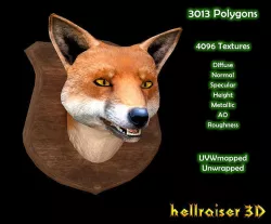 Fox Head - PBR - Textured Low-poly 3D model