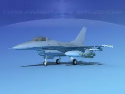 Gen Dyn F-16A Falcon Bare Metal 3D model